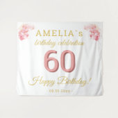 Roze Orchidee Waterverf 60e Verjaardag Achtergrond Wandkleed (Voorkant (horizontaal))