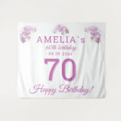 Roze Orchidee Waterverf 70ste Verjaardag Achtergro Wandkleed (Voorkant (horizontaal))