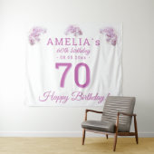 Roze Orchidee Waterverf 70ste Verjaardag Achtergro Wandkleed (In Situ (horizontaal))