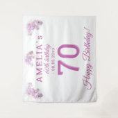 Roze Orchidee Waterverf 70ste Verjaardag Achtergro Wandkleed (Voorkant)