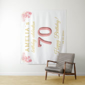 Roze Orchidee Waterverf 70ste Verjaardag Achtergro Wandkleed (In situ)