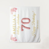 Roze Orchidee Waterverf 70ste Verjaardag Achtergro Wandkleed (Voorkant)