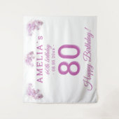 Roze Orchidee Waterverf 80ste verjaardag achtergro Wandkleed (Voorkant)