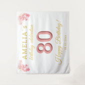 Roze Orchidee Waterverf 80ste verjaardag achtergro Wandkleed (Voorkant)