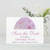 Roze Orchidee Waterverf Bloem Bloem Bruiloft Save The Date (Staand voorkant)