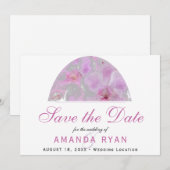 Roze Orchidee Waterverf Bloem Bloem Bruiloft Save The Date (Voorkant / Achterkant)