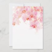 Roze Orchidee Waterverf Bloem Bloemige Bruiloft  Kaart (Achterkant)