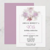 Roze Orchidee Waterverf Bloemen 90ste Verjaardagsf Kaart (Voorkant / Achterkant)