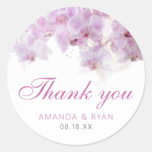 Roze Orchidee Waterverf Bloemen Bloemen Bruiloft K Ronde Sticker