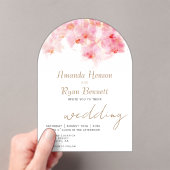 Roze orchidee Waterverf Bloemvezel bruiloft Acryl Uitnodigingen (Insitu (Draagbaar))