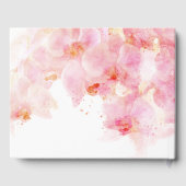 Roze orchidee Waterverf Bloemvezel bruiloft Gastenboek (Achterkant)