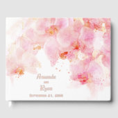Roze orchidee Waterverf Bloemvezel bruiloft Gastenboek (Voorkant)