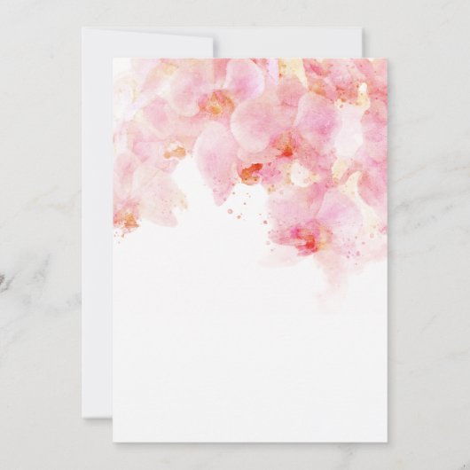 Roze orchidee Waterverf Bloemvezel bruiloft Kaart (Achterkant)