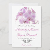 Roze orchidee Waterverf Bloemvezel bruiloft Kaart (Voorkant)