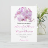 Roze orchidee Waterverf Bloemvezel bruiloft Kaart (Staand voorkant)