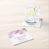 Roze orchidee Waterverf Bloemvezel bruiloft Kartonnen Onderzetters (Insitu)