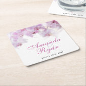 Roze orchidee Waterverf Bloemvezel bruiloft Kartonnen Onderzetters (Schuin)