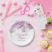 Roze orchidee Waterverf Bloemvezel bruiloft Papieren Bordje (Feest)