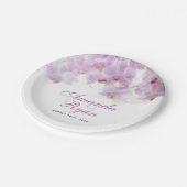 Roze orchidee Waterverf Bloemvezel bruiloft Papieren Bordje (Gekanteld)