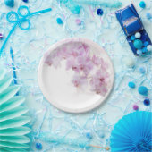 Roze orchidee Waterverf Bloemvezel bruiloft Papieren Bordje (Feest)