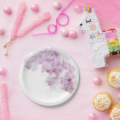 Roze orchidee Waterverf Bloemvezel bruiloft Papieren Bordje (Feest)