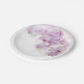 Roze orchidee Waterverf Bloemvezel bruiloft Papieren Bordje (Gekanteld)
