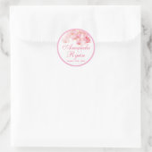 Roze orchidee Waterverf Bloemvezel bruiloft Ronde Sticker (Tas)