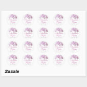Roze orchidee Waterverf Bloemvezel bruiloft Ronde Sticker (Vel)