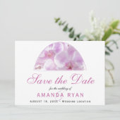 Roze orchidee Waterverf Bloemvezel bruiloft Save The Date (Staand voorkant)