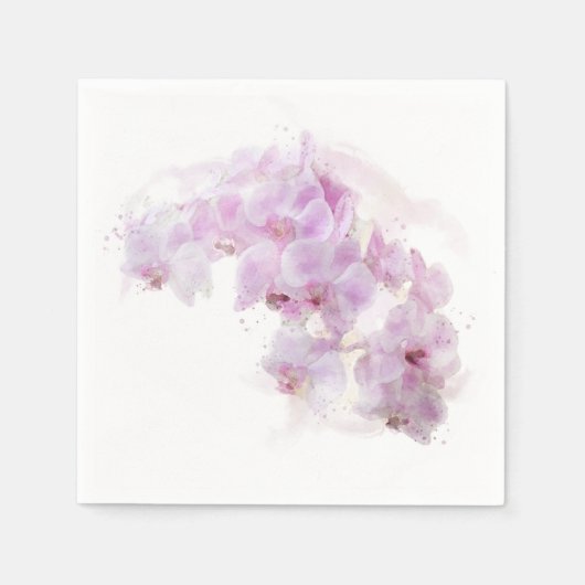 Roze orchidee Waterverf Bloemvezel bruiloft Servet (Voorkant)