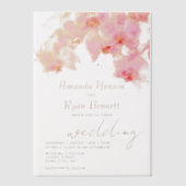 Roze orchidee Waterverf Bloemvezel bruiloft Vellum Uitnodigingen (Voorkant)