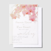 Roze orchidee Waterverf Bloemvezel bruiloft Vellum Uitnodigingen (Offset)