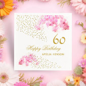 Roze Orchidee Waterverf Gouden Glitter 60ste Verja Servet