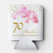 Roze Orchidee Waterverf Gouden Glitter 70ste Verja Blikjeskoeler (Achterkant)