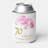 Roze Orchidee Waterverf Gouden Glitter 70ste Verja Blikjeskoeler (Blikje Achterkant)