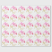 Roze Orchidee Waterverf Gouden Glitter 70ste Verja Cadeaupapier (Vlak)