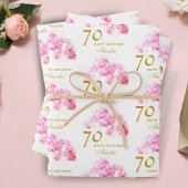 Roze Orchidee Waterverf Gouden Glitter 70ste Verja Inpakpapier Vel