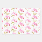 Roze Orchidee Waterverf Gouden Glitter 70ste Verja Inpakpapier Vel (Voorkant 2)