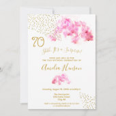 Roze Orchidee Waterverf Gouden Glitter 70ste Verja Kaart (Voorkant)