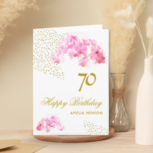 Roze Orchidee Waterverf Gouden Glitter 70ste Verja Kaart