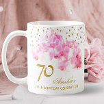 Roze Orchidee Waterverf Gouden Glitter 70ste Verja Koffiemok<br><div class="desc">Roze Orchidee Waterverf Gouden Glitter 70e Verjaardag Koffie Mok. Moderne bloemige 70e mok met prachtige roze waterverf orchidee en faux gold glitter. Voeg jouw naam en leeftijd toe.</div>
