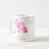 Roze Orchidee Waterverf Gouden Glitter 70ste Verja Koffiemok (Voorkant links)