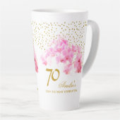 Roze Orchidee Waterverf Gouden Glitter 70ste Verja Latte Mok (Rechterhoek)