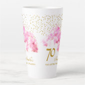 Roze Orchidee Waterverf Gouden Glitter 70ste Verja Latte Mok (Voorkant)