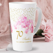 Roze Orchidee Waterverf Gouden Glitter 70ste Verja Latte Mok