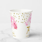 Roze Orchidee Waterverf Gouden Glitter 70ste Verja Papieren Bekers (Links)
