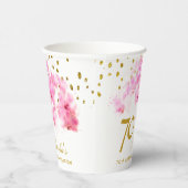 Roze Orchidee Waterverf Gouden Glitter 70ste Verja Papieren Bekers (Rechts)