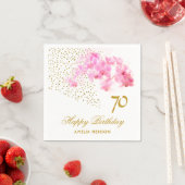 Roze Orchidee Waterverf Gouden Glitter 70ste Verja Servet (Insitu)