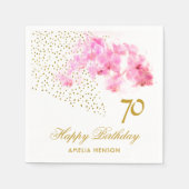 Roze Orchidee Waterverf Gouden Glitter 70ste Verja Servet (Voorkant)