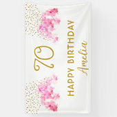Roze Orchidee Waterverf Gouden Glitter 70ste Verja Spandoek (Verticaal)